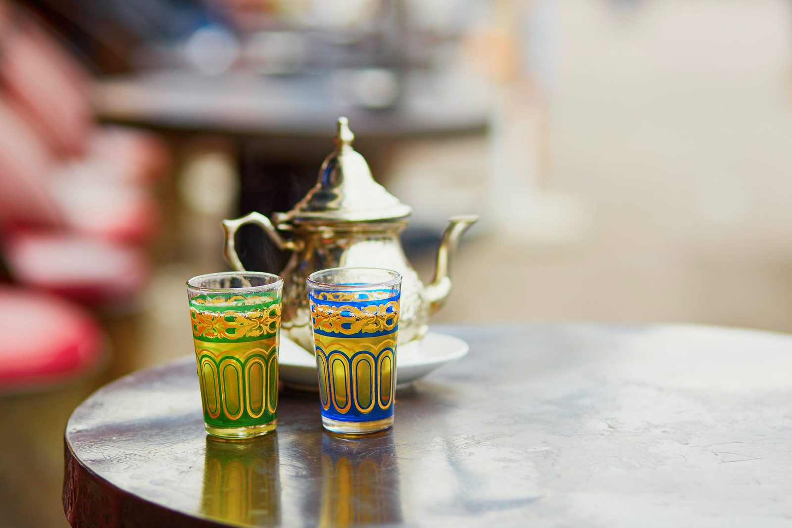 Traditional mint tea served in a Marrakech café