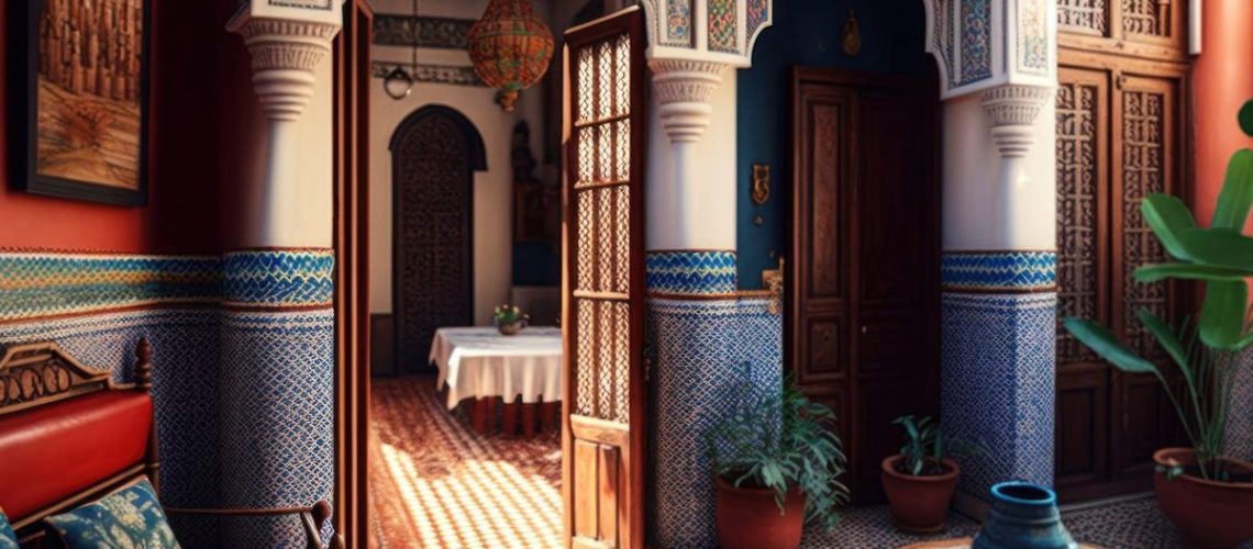 Hammam area of a riad in the Marrakech medina with black soap and argan oil