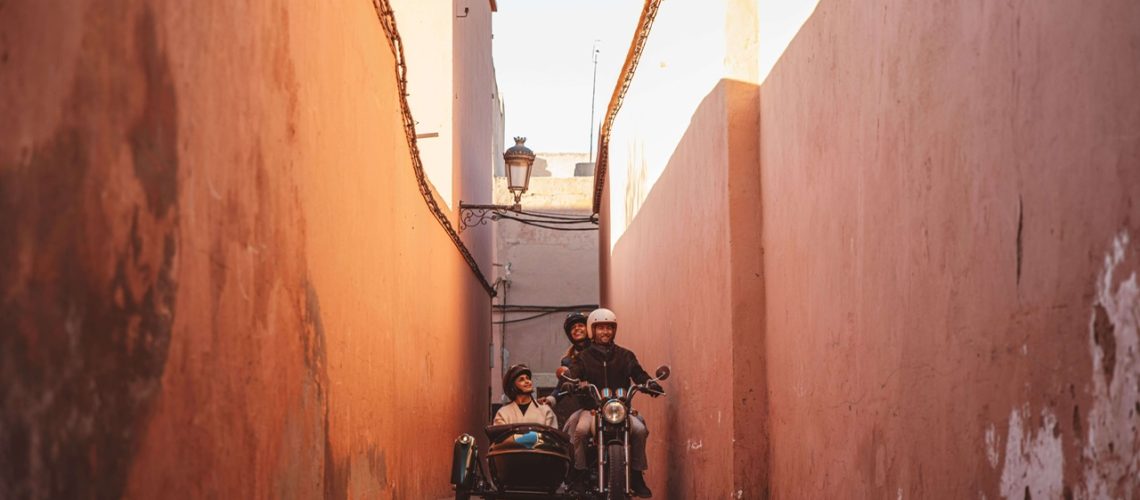 unusual activity Marrakech side car in a small alley
